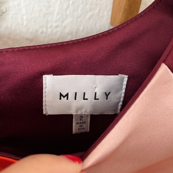 Milly Colorblock Peau De Soie Shift Dress - 2 - Picture 6 of 12
